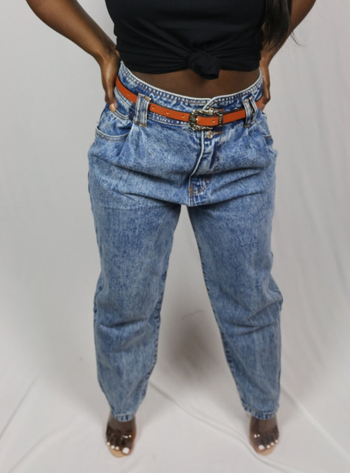 Mom Heart - Belted Denim