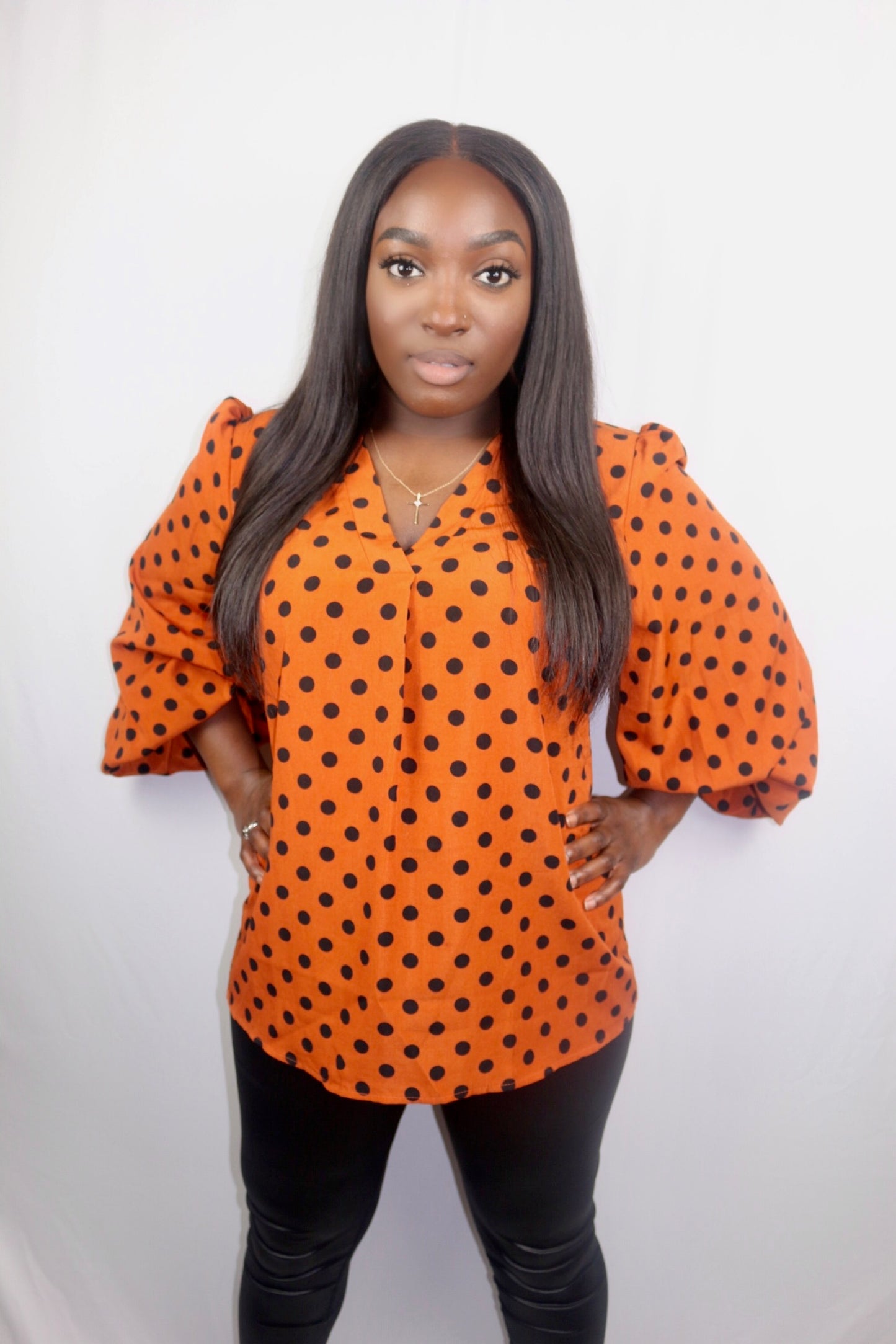 "About Her Bag" Puffy Sleeve Blouse - Rust