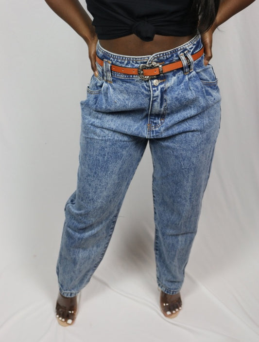 Mom Heart - Belted Denim