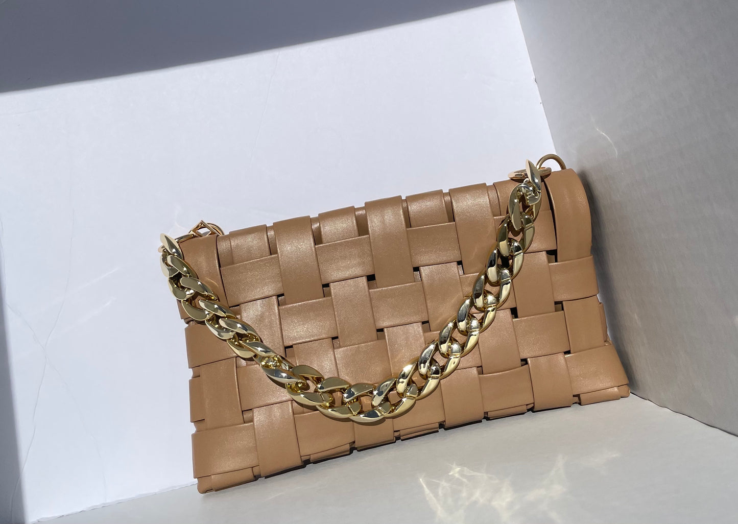 Tan Woven Hand Bag