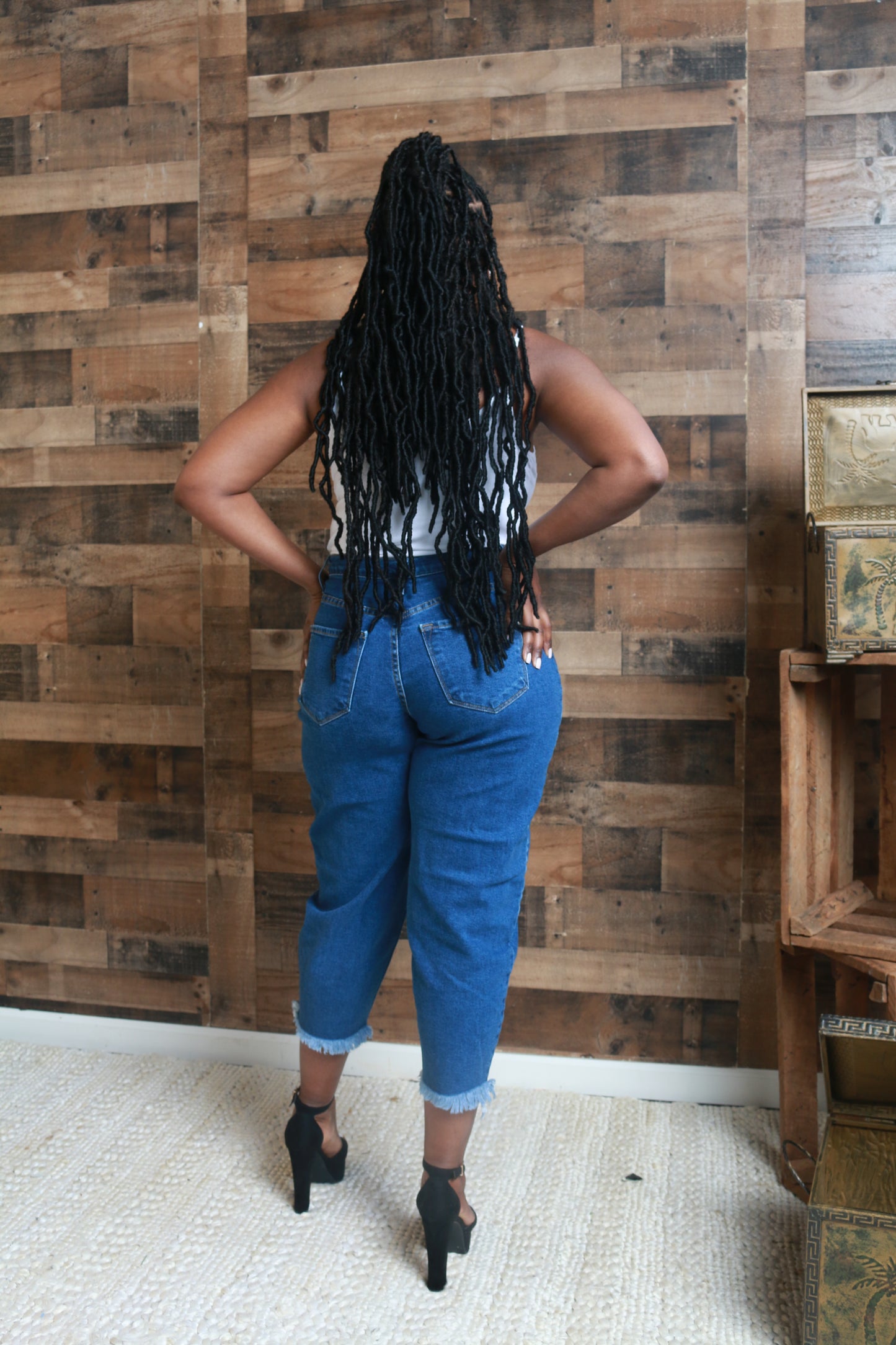 Blue Fringe Denim Jeans